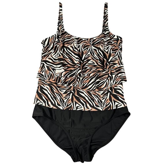 Byron Blue Australia Womens 12 US 1 Piece Scoop Neck Tankini Swim Suit - Picture 1 of 11